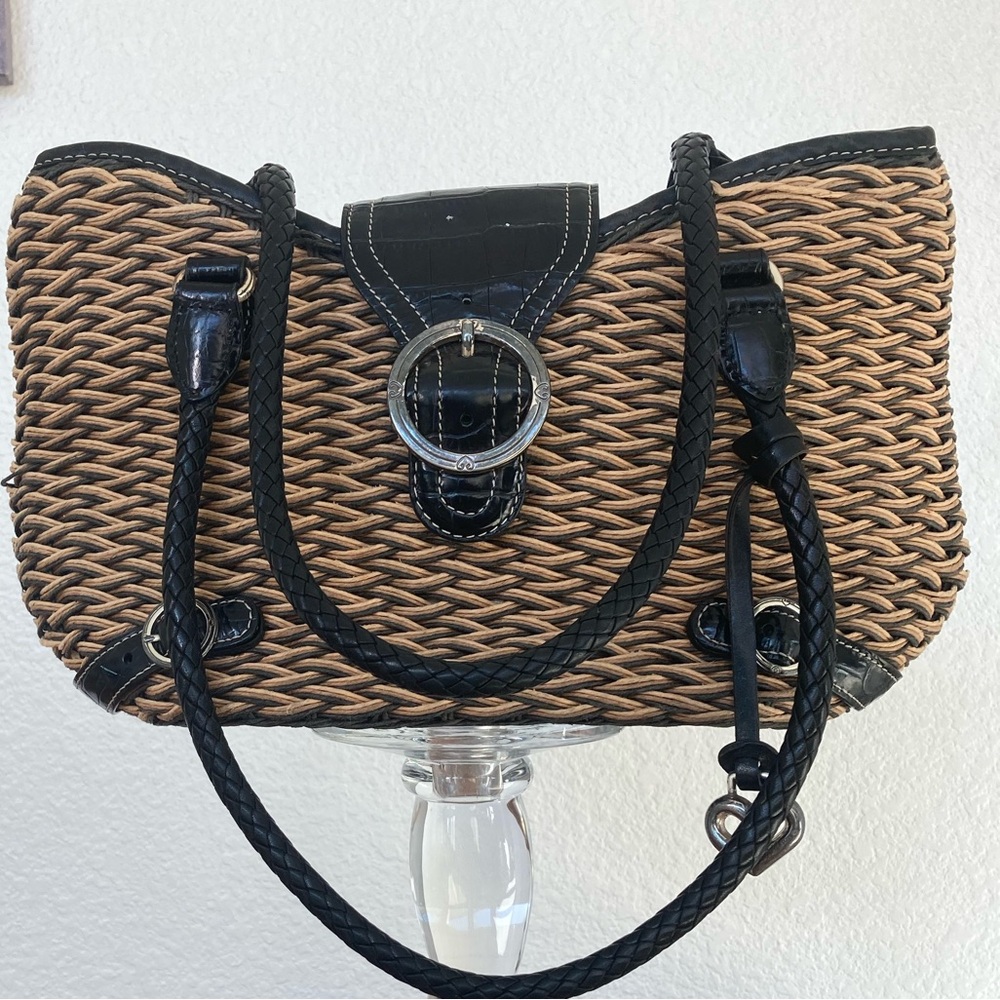 Brighton Woven Tan and Black Shoulder Bag